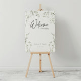 baby's breath floral wedding welcome sign, featuring a natural off-white background, and delicate gypsophila florals, for that dainty elegant aesthetic.