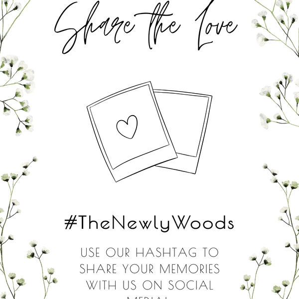 baby's breath floral Wedding Hashtag Sign for Reception Display - Personalised wedding hashtag social media sign