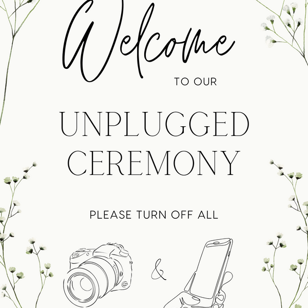 Baby's Breath Unplugged Ceremony Wedding Welcome Sign - Gypsophila Pretty and Elegant Unplugged Wedding sign - Personalised Wedding Signage