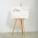 baby's breath floral wedding welcome sign, featuring a natural off-white background, and delicate gypsophila florals, for that dainty elegant aesthetic.