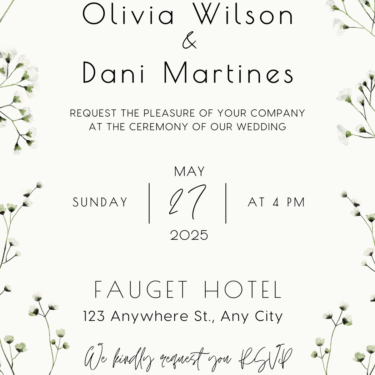 baby's breath floral wedding invites - affordable personalised wedding invitations