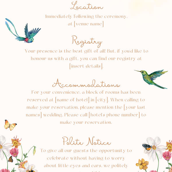 Wild Flowers Wedding Invitations