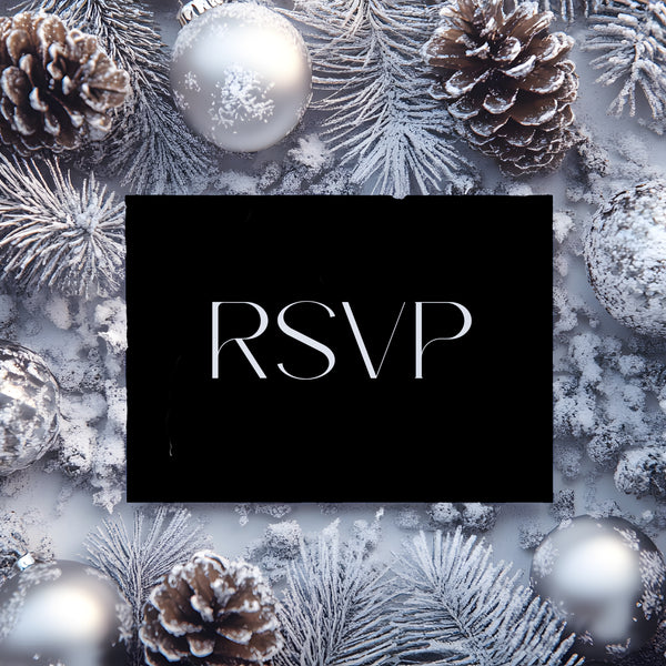 Monochrome Festive QR Code RSVP for wedding - winter wedding RSVP cards - custom RSVP cards