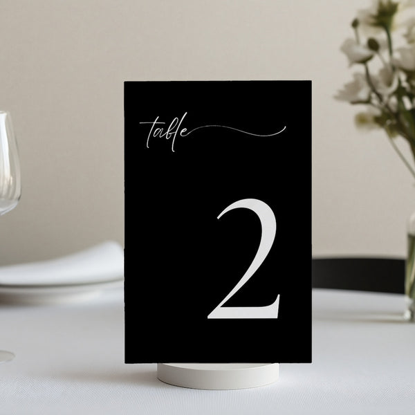 timeless black table number for wedding tables - luxury wedding table numbers personalised