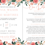 pink and peach floral wedding invites - affordable perosnalised wedding invitations