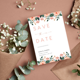 pink and peach floral wedding save the date invites - affordable save the dates