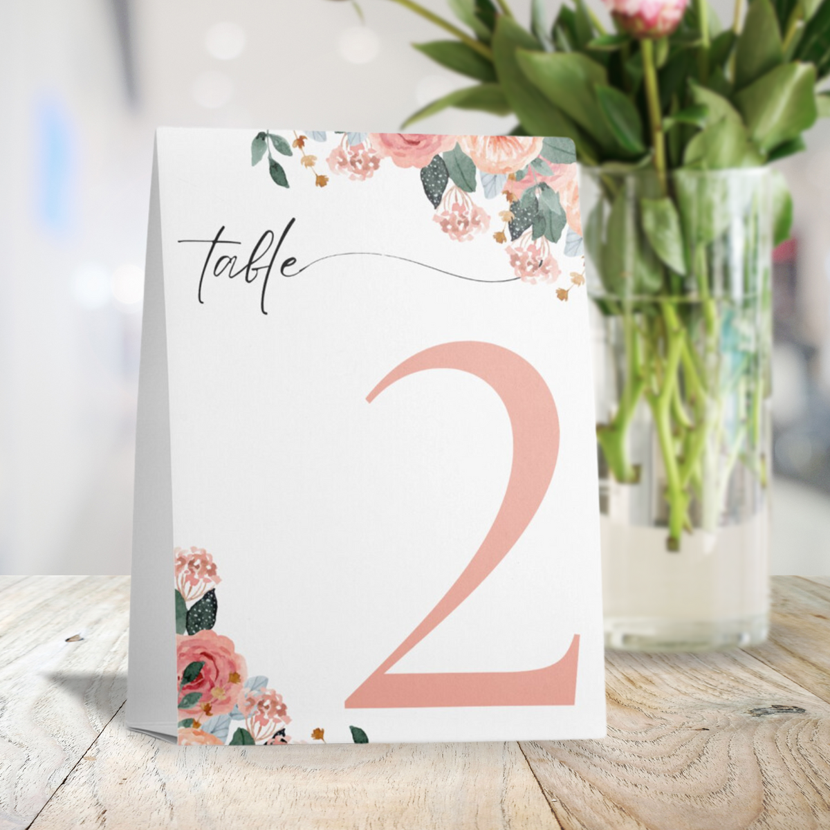 Pink & Peach Floral Table Numbers