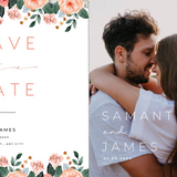 pink and peach floral wedding save the date invites - affordable save the dates