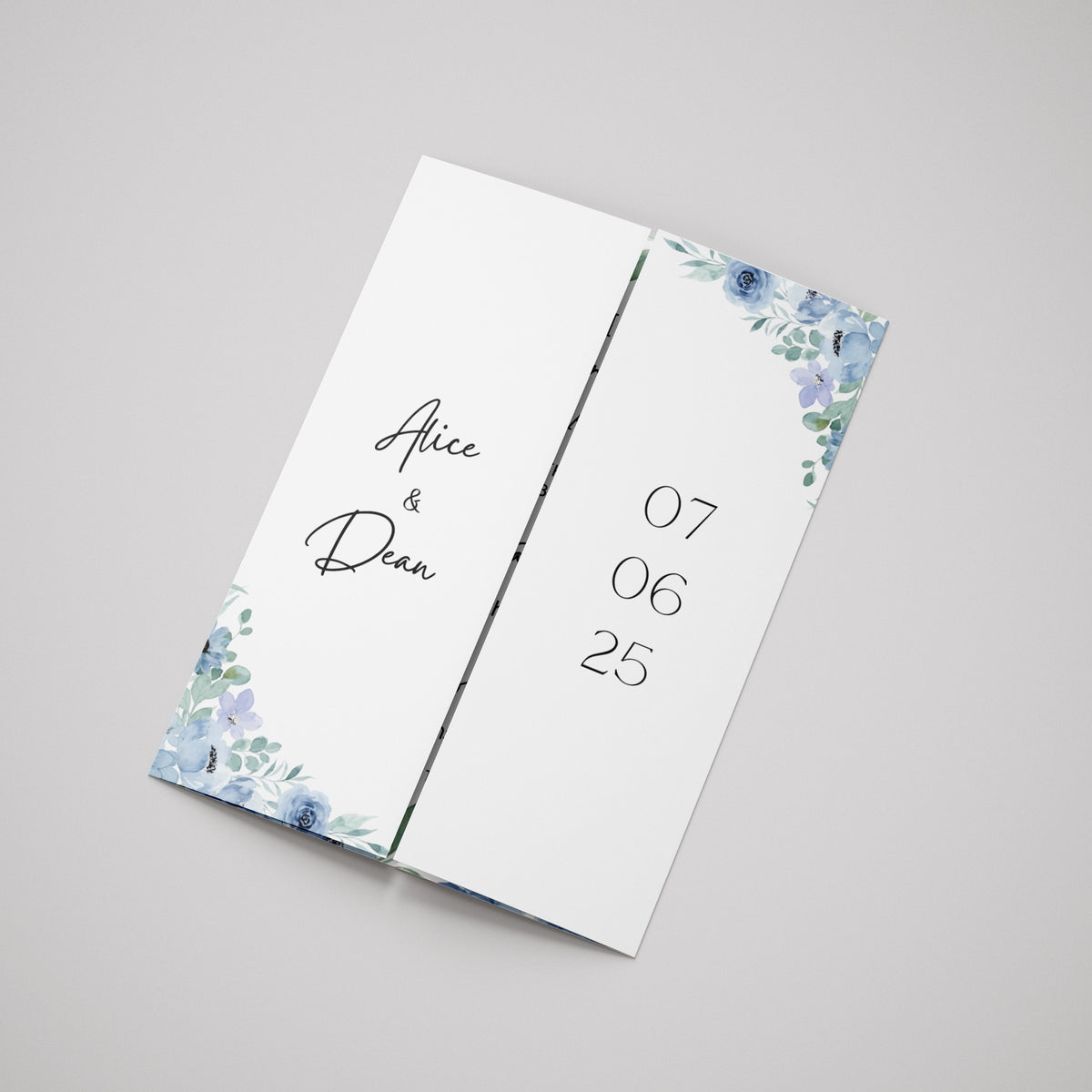 Blue Floral Gatefold Wedding Invitations