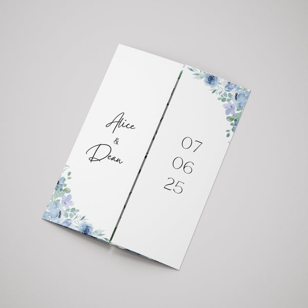 Blue Floral Gatefold Wedding Invitations