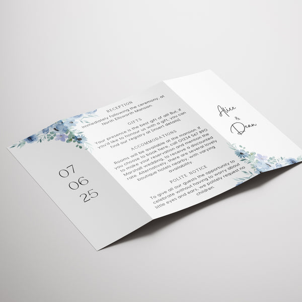 Blue Floral Gatefold Wedding Invitations