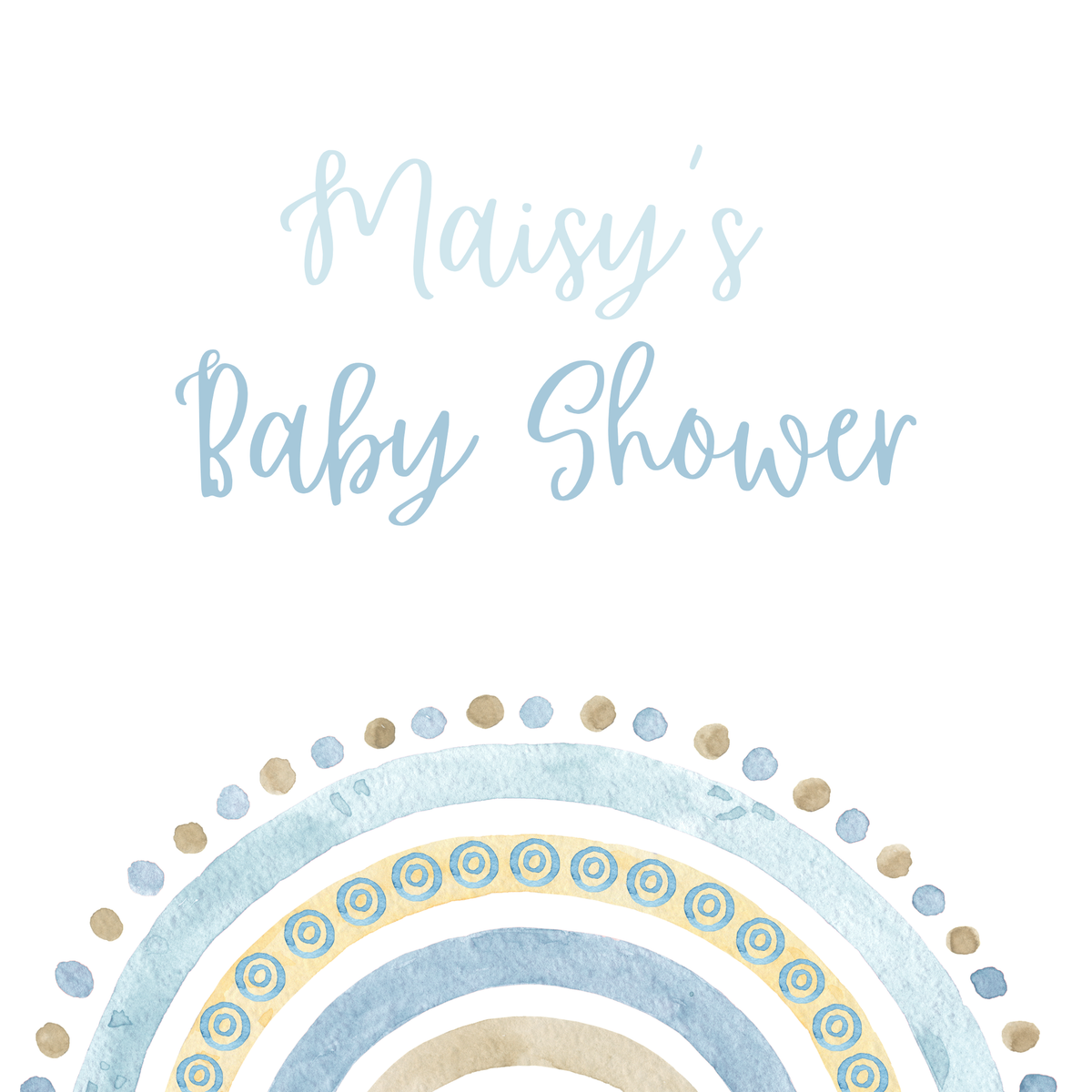 Blue Boho Rainbow Baby Shower Welcome Sign