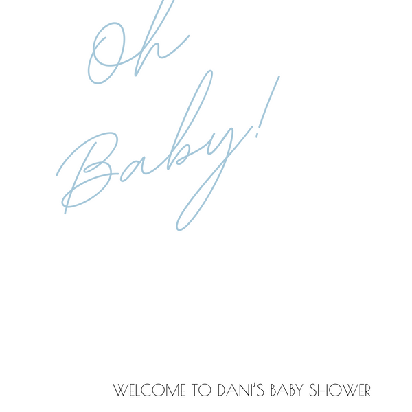 Blue "Oh Baby!" Delicate Baby Shower Welcome Sign