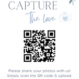 blue floral guest photo sharing QR code sign - personalised wedding reception sign