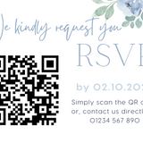 blue floral wedding RSVP with QR - personalised wedding RSVPs invitations