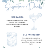 blue floral Wedding Signature Drinks Sign - Elegant signature drinks sign personalised