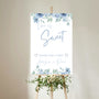 blue floral wedding sweet table sign - personalised love is sweet sign 