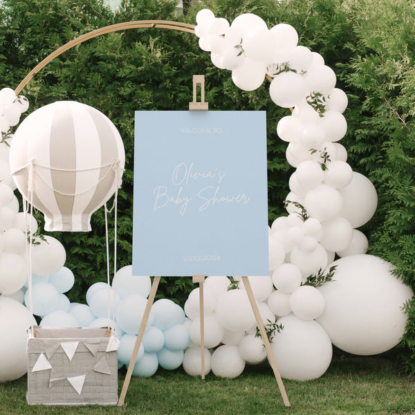 Solid Blue "Oh Baby!" Baby Shower Welcome Sign