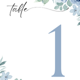 blue floral table number for wedding tables - luxury wedding table numbers personalised