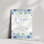 blue floral wedding welcome sign - a charming wedding welcome sign, featuring dusty blue florals for an elegant, eye-catching entrance