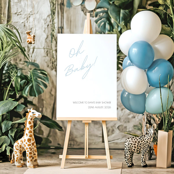 Blue "Oh Baby!" Delicate Baby Shower Welcome Sign