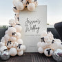 Bride's wedding featuring groom wedding welcome sign personalised - sophisticated black text "a forever kinda thing" with custom name and date, on a simple white background, giving that timeless, chic wedding aesthetic.