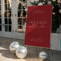 burgundy pick a seat, not a side | winter wedding ceremony welcome sign | custom welcome board in burgundy