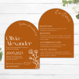 burnt orange arch wedding invites - affordable wedding invitations personalised