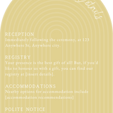 luxury arch shaped wedding invitations in butter yellow - fully personalised elegant wedding invitations premium