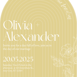luxury arch shaped wedding invitations in butter yellow - fully personalised elegant wedding invitations premium