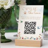 fairytale style guest photo sharing QR code sign - affordable custom wedding signs