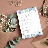 blue floral wedding save the date invites - affordable save the dates