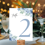 blue floral table number signs - wedding table numbers