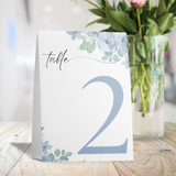 blue floral table number signs - wedding table numbers