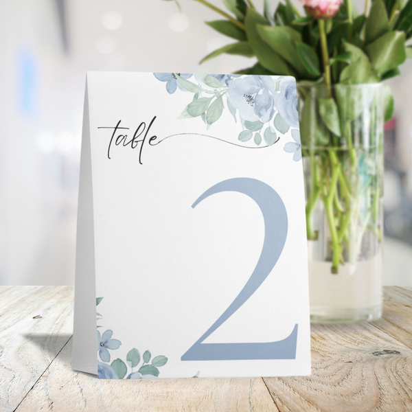 Blue Floral Table Numbers