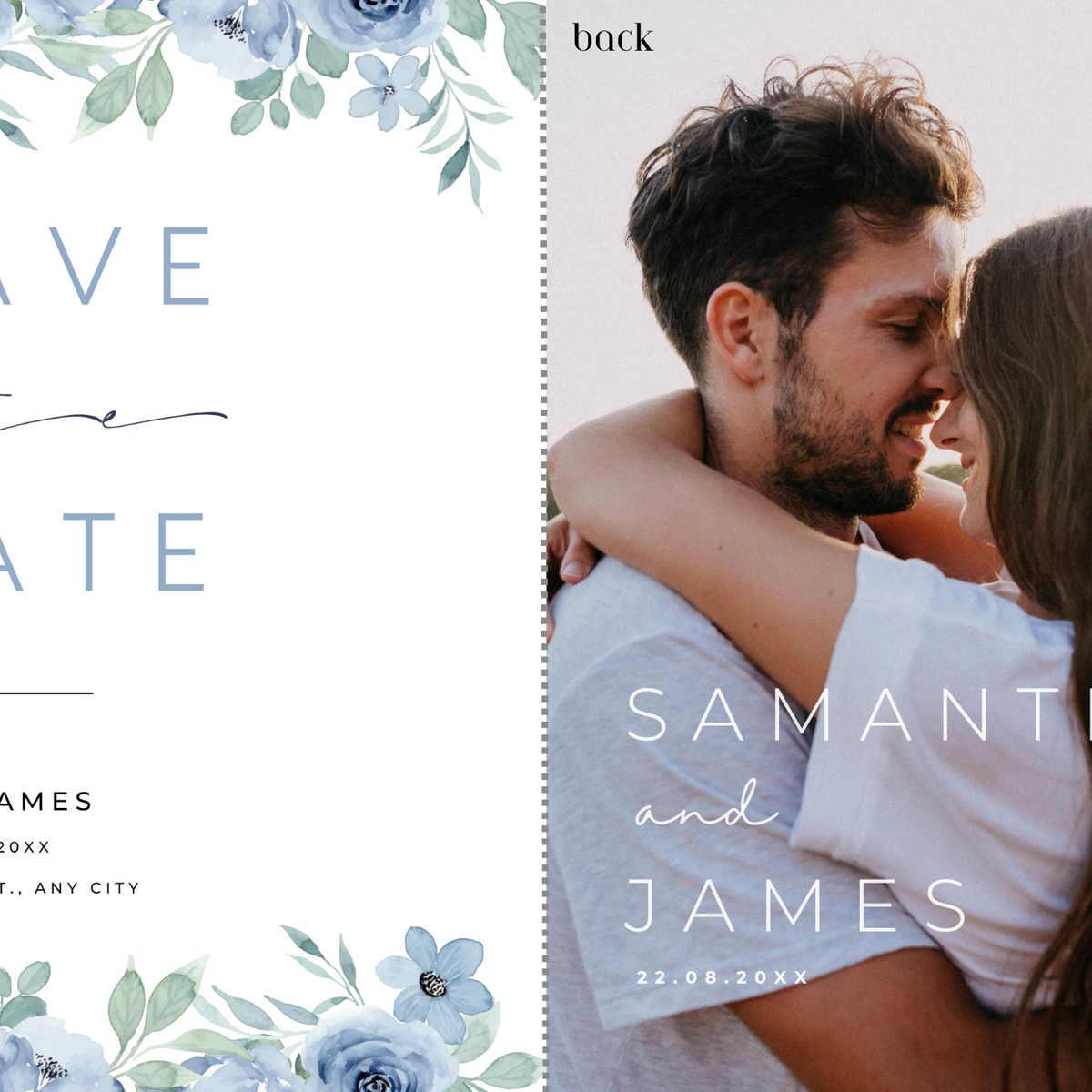 blue floral wedding save the date invites - affordable save the dates