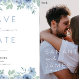 blue floral wedding save the date invites - affordable save the dates