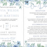 blue floral wedding invites - affordable perosnalised wedding invitations