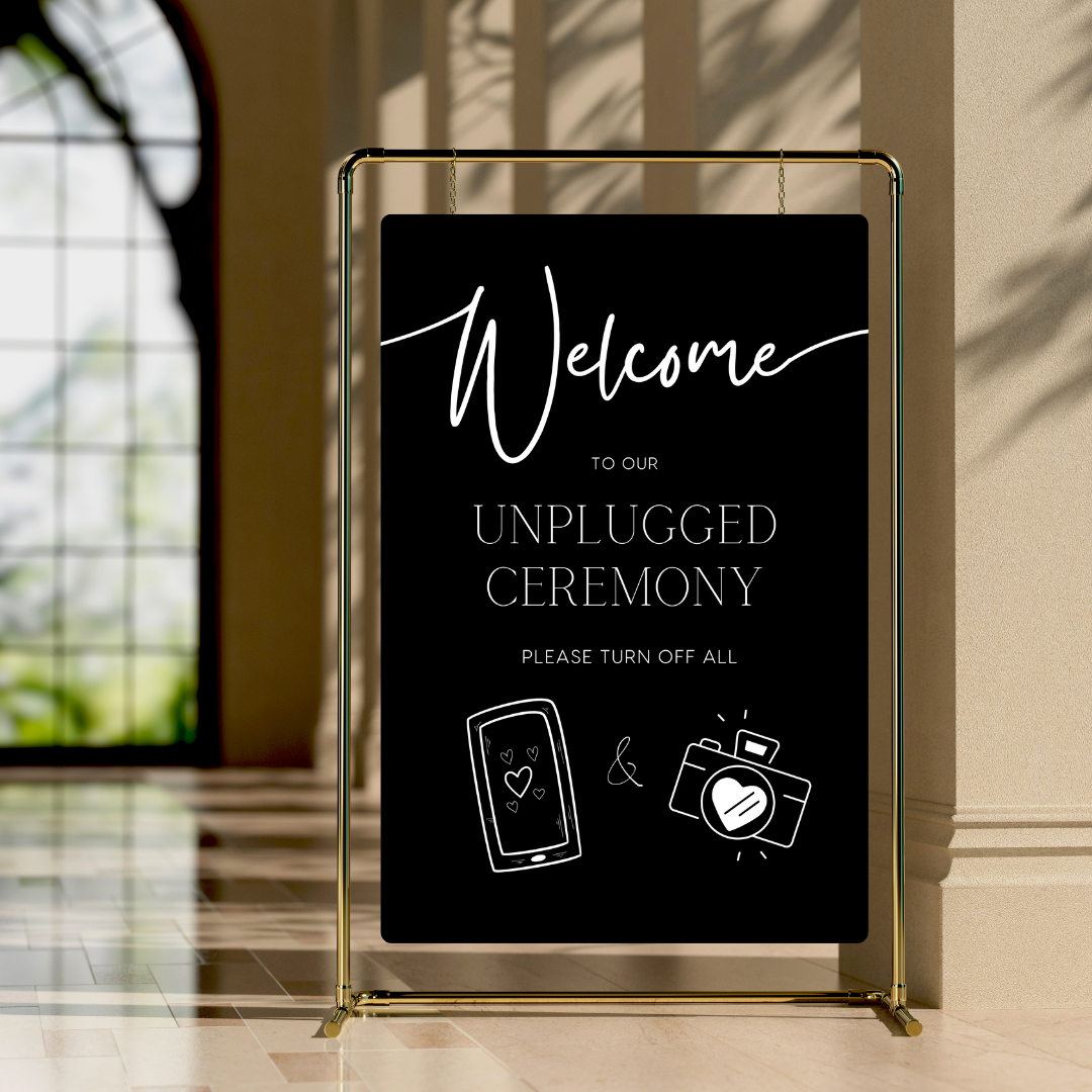 timeless black unplugged ceremony sign - personalised wedding signs