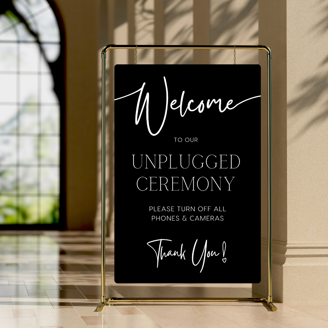 timeless black unplugged ceremony sign - personalised wedding signs