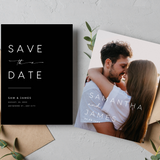 timeless black wedding save the date invites - affordable save the dates