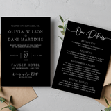 timeless style black wedding invites - personalised wedding invitations