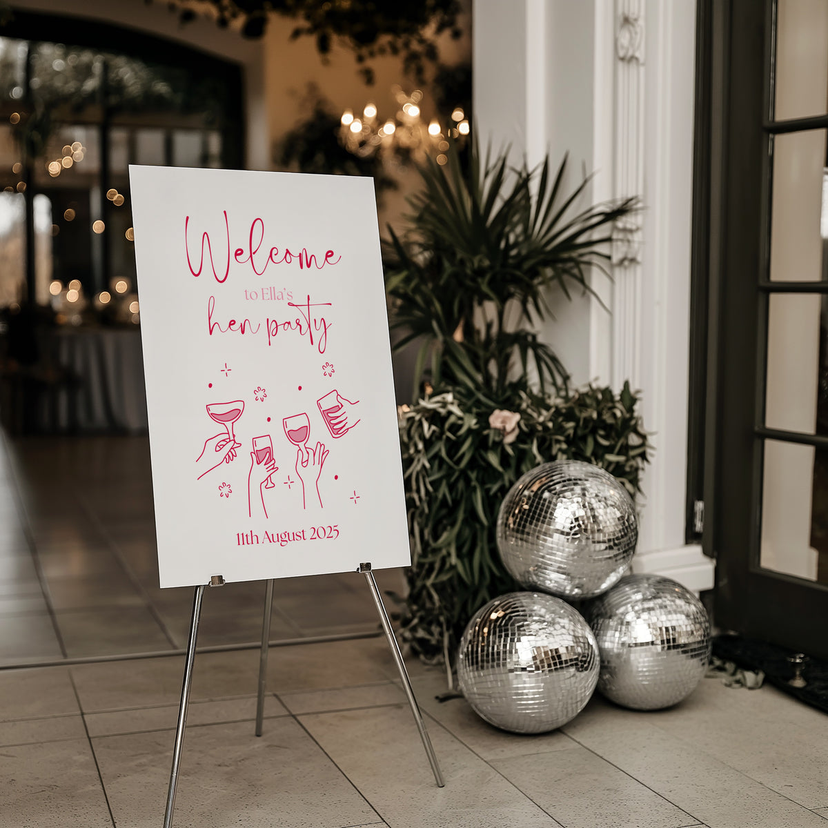 Cheers in White Hen Party Welcome Sign