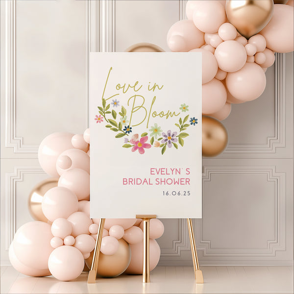 colourful floral bridal shower sign - affordable personalised bridal shower sign