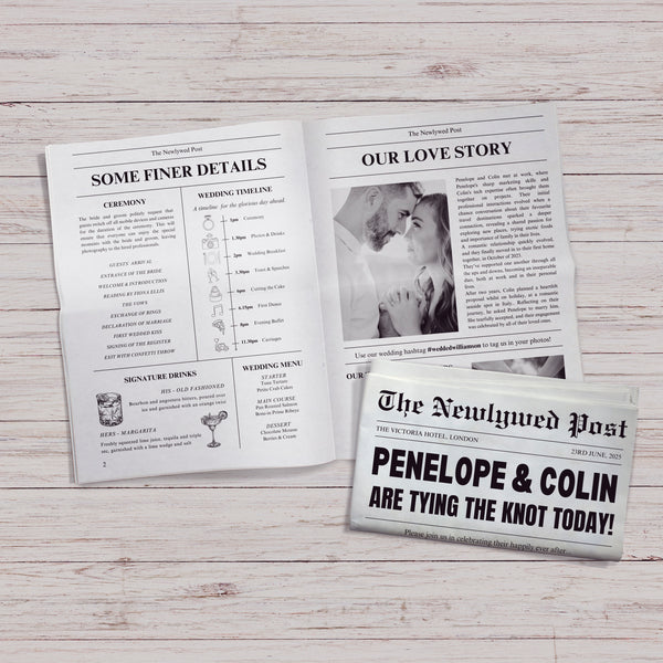 personalised wedding newspaper - customizable wedding newspaper programme