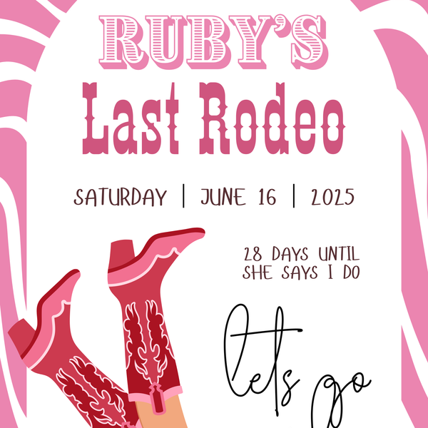 Pink Cowgirl "Last Rodeo" Hen Party Welcome Sign