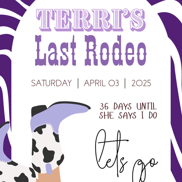 Purple Cowgirl "Last Rodeo" Hen Party Welcome Sign