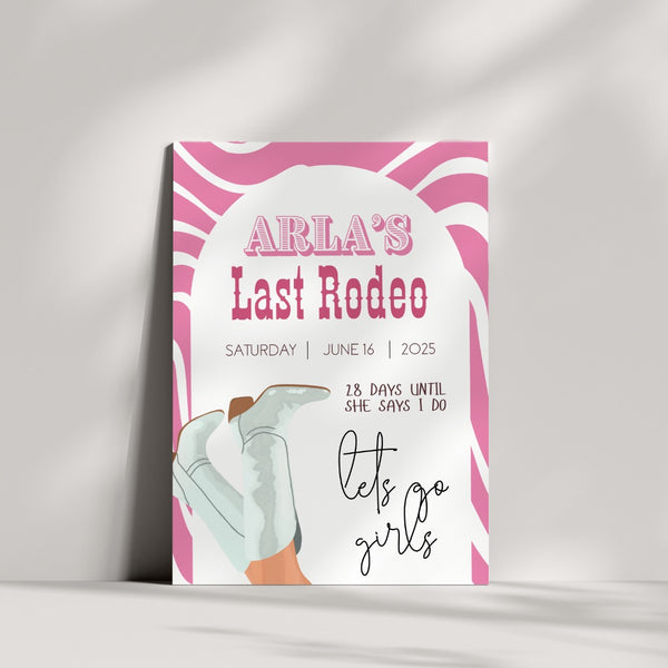 White Cowgirl "Last Rodeo" Hen Party Welcome Sign