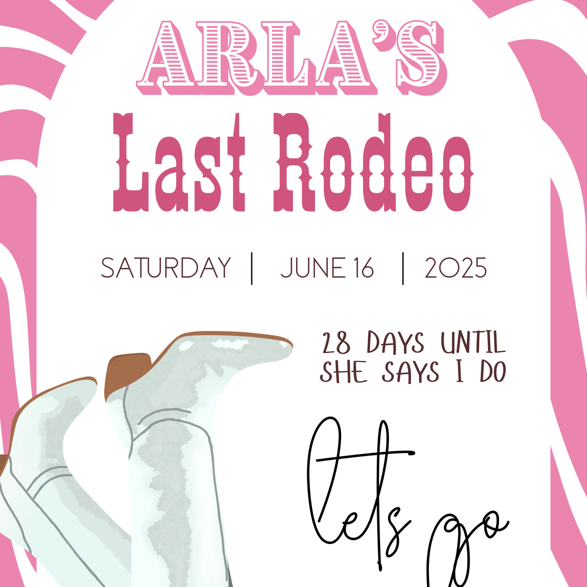 White Cowgirl "Last Rodeo" Hen Party Welcome Sign