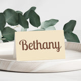 cream retro wedding place cards - personalised wedding name cards